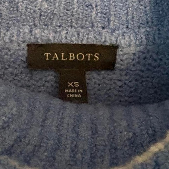 Talbots Blue Ivory Turtleneck Sweater Sz XS - Picture 4 of 5